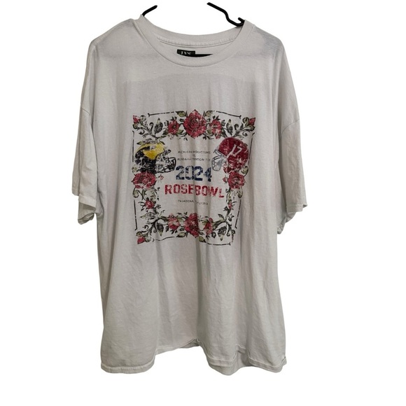 LVS 2024 Rose Bowl Michigan vs Alabama White Tee Size 3XL - Picture 1 of 3